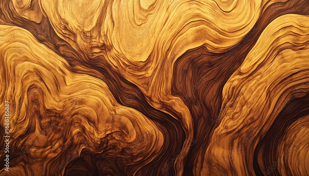 Poster the image shows an abstract representation of wood grain featuring swirling patterns in shades of go