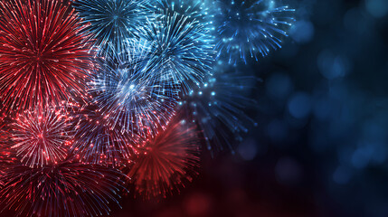 Fototapeta premium Fourth of July fireworks background, USA Independence Day Stock Vector