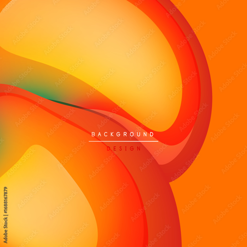 Poster abstract orange background. smooth curves create dynamic flow, gradients add depth. text reads backg
