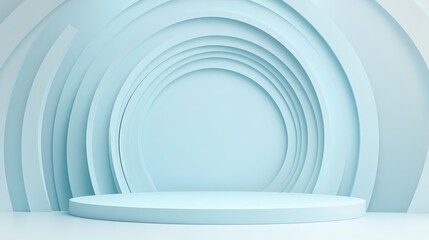 Obraz premium 3D rendering blue background e-commerce product exhibition booth