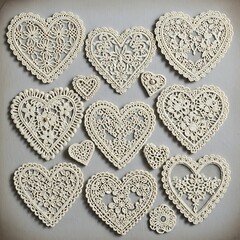 Obraz premium Collection of lace heart patterns on fabric