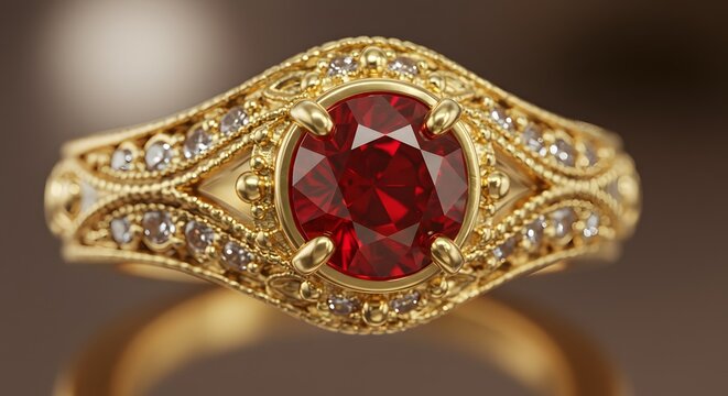 Vintage Ruby and Diamond Gold Ring
