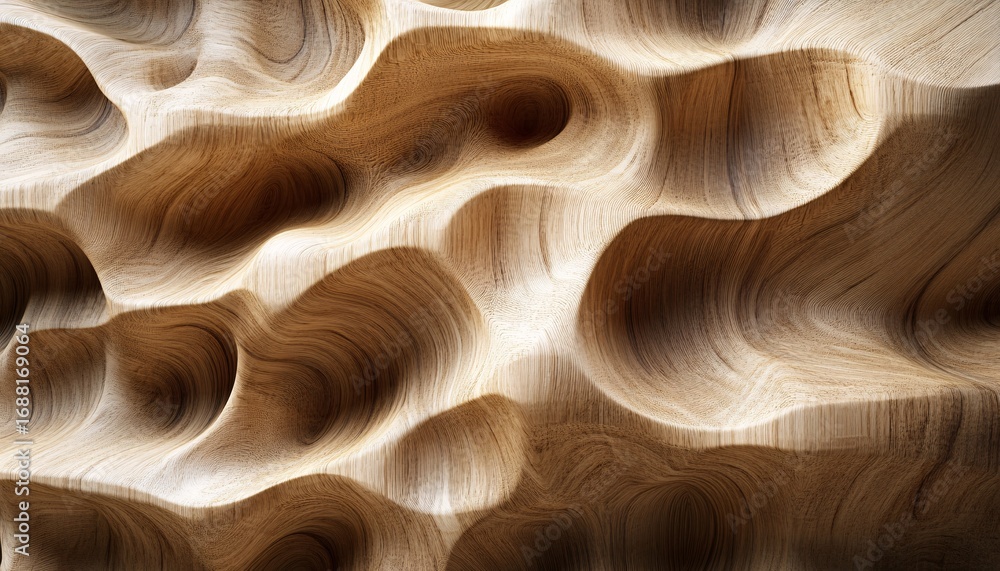 Poster the image shows a detailed close-up of a carved wooden surface with a three dimensional texture of f