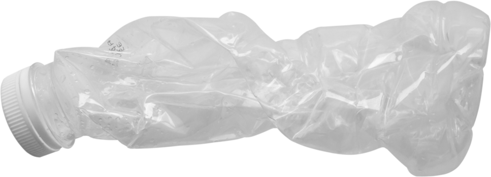 Crushed plastic bottle isolated on white background - Powered by Adobe