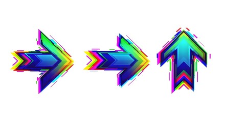 Stylized arrows with glitch effect on white background