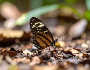 Obraz premium Butterfly on forest floor
