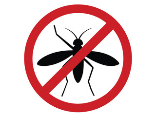 No Mosquitoes Allowed Sign Silhouette Vector Illustration 