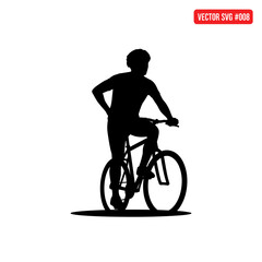 Obraz premium Dynamic cyclist silhouette poised for adventure, embodying freedom and active lifestyle pursuits in bold graphic art