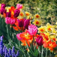 Obraz premium red and yellow tulips