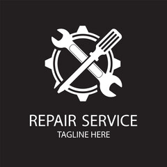 repair service logo design on black background