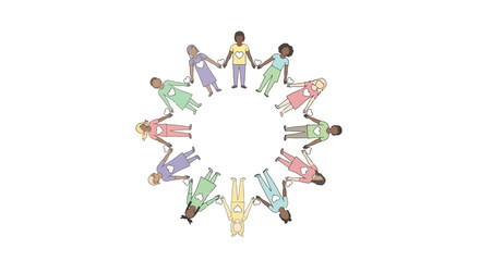 Diverse Children Holding Hands in a Circle, Symbolizing Unity and Togetherness for Educational Resources and Social Awareness Campaigns