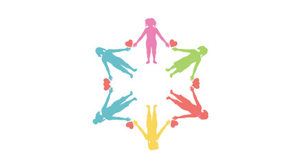 Diverse Group of People Holding Hands in a Circle with Hearts, Representing Unity, Love, and Collaboration for Social Initiatives and Community Support