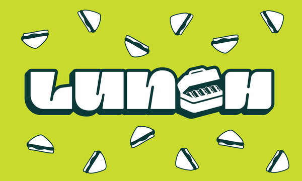 Lunch wordmark design with sandwich pattern