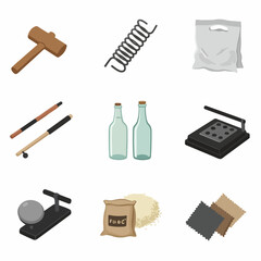 Diverse collection of everyday items and industrial components: tools, raw materials, packaging, and household goods.