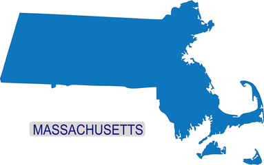 Solid map of Massachusetts an USA State