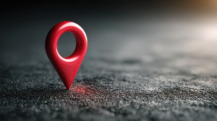Red Location Marker on Dark Surface with Soft Lighting, Mesmerizing Focus on Navigation Concept for Maps and Geolocation Applications