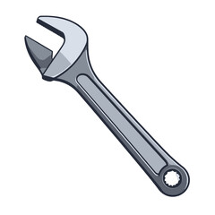 Isolated Silver Adjustable Wrench Pixel Art on White Background Tool for Mechanical Work and Home Repair Service