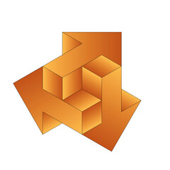 3d golden arrow icon vector cube