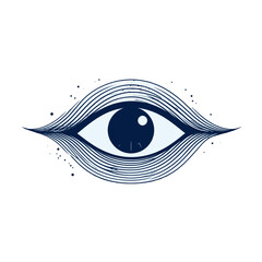 Abstract Eye Illustration with Line Art Texture on White Background Decorative Vision Symbol with Intricate Blue Lines Design Visual Perception Concept Minimalist Style