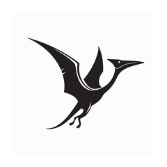 Flying Pterodactylus Silhouette Logo Vector Design on white background
