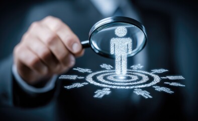 Businessperson examines a target audience