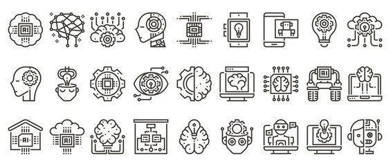 Artificial Intelligence , Thin Line and Pixel Perfect Icons