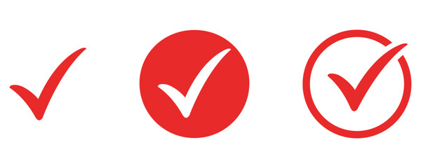 Red checkmark symbols representing approval, success, and confirmation on a white background