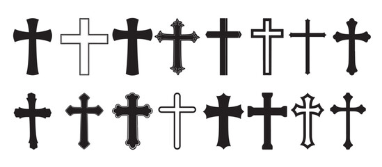 cross signs silhouette white background
