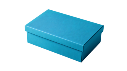 Stylish blue rectangular box, minimal catalog style on bright white background