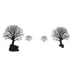 Silhouette Trees Against White Background Two Large Dark Trees Flanking Smaller Light Gray Trees Minimalist Design Isolated Illustration Clean Backdrop Simple Graphic Isolated