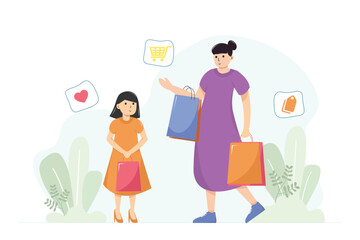 Illustration of people shopping