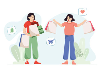 Illustration of people shopping