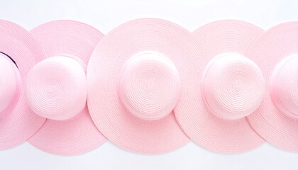 Row of pink straw hats