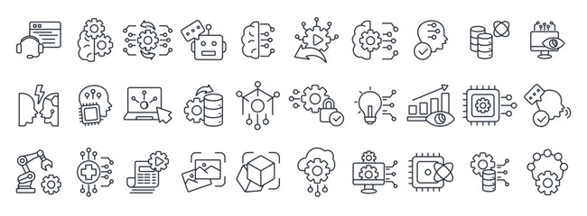 artificial intelligence icon set editable stroke linear