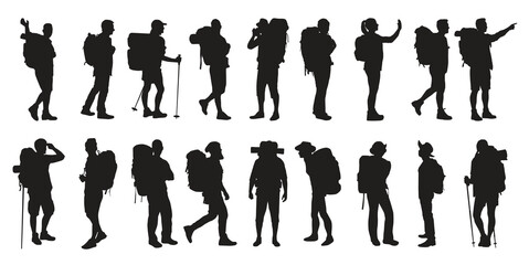 backpacker silhouettes set