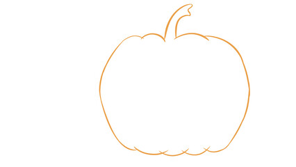 Orange Outline Pumpkin Shape, Minimal Halloween and Autumn Vegetable Symbol