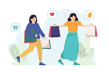 Illustration of people shopping