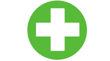 Obraz premium White Plus Sign on Green Circle, Add Button Icon for Interface and Medical Symbol