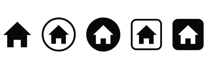 Home icon collection: modern minimalist design for website navigation and app interfaces