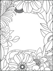 Artistic floral border design for creative projects and decor white background