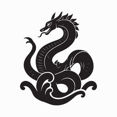 Hydra Mythological Serpentine Water Dragon Monster Vector Illustration Art