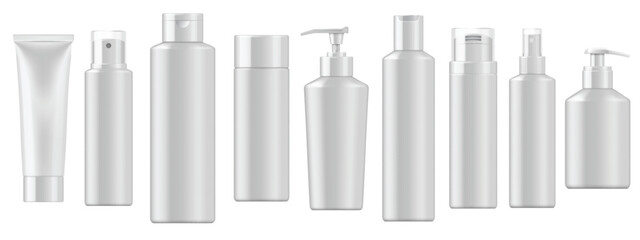  cosmetics package mockups white blank containers