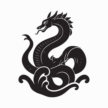 Hydra Mythological Serpentine Water Dragon Monster Vector Illustration Art
