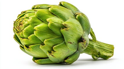 Obraz premium Fresh Green Artichoke Isolated on White Background for Culinary and Grocery Themes, Healthy Eating, Farm to Table, and Organic Produce Inspiration