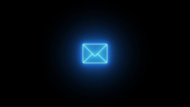 Glowing neon message box icon animation video notice receive massage animated sign symbol. Message mail box,