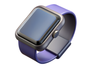 Modern smartwatch with a purple band on a black background