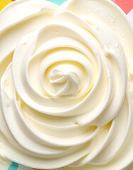 Close-up of swirls of creamy frosting