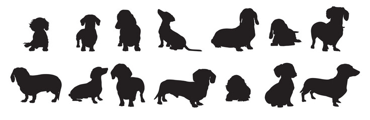 dachshund animal silhouette set