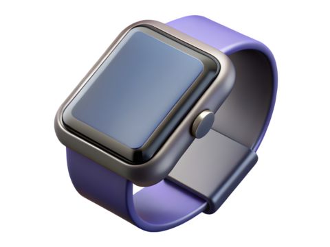 Modern smartwatch with a purple band on a black background - Powered by Adobe