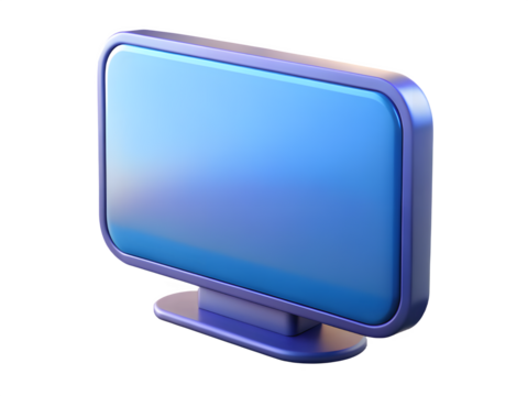 Modern computer monitor with a blue screen on a stand
